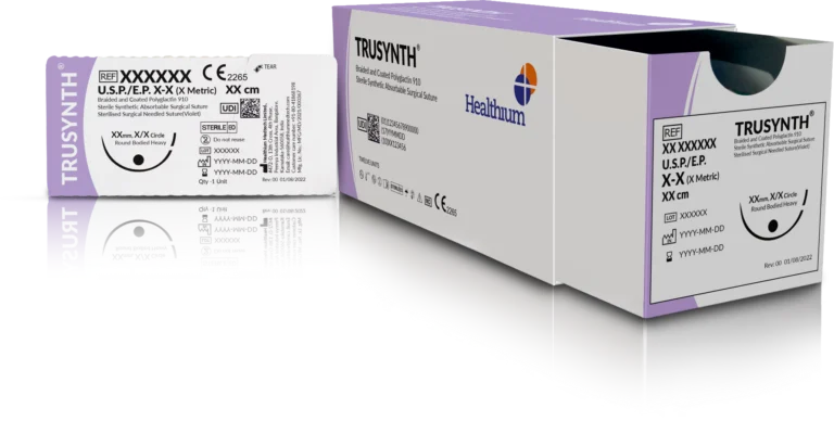Caja y sobre de sutura TRUSYNTH de Healthium.